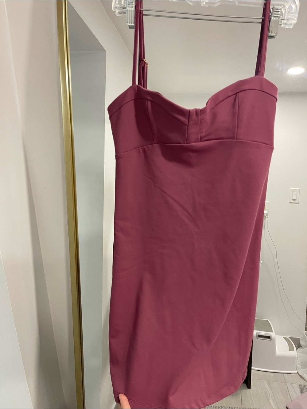 Free People Bodycon Bustier Mini Dress Plum Mauve Stretch Spaghetti Strap Size M - Picture 3 of 6
